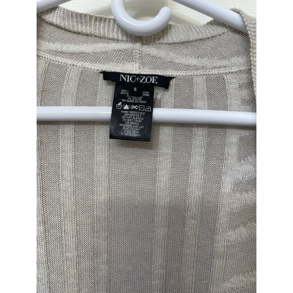 Nic and Zoe Women’s Sweater Cardigan Open Front Silver Striped Oversized Sm Long - Picture 3 of 9